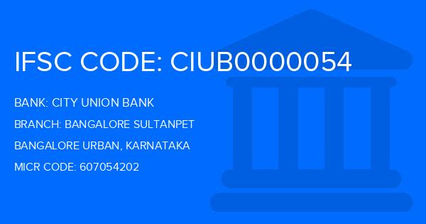 City Union Bank (CUB) Bangalore Sultanpet Branch IFSC Code