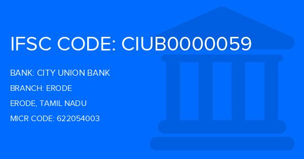 City Union Bank (CUB) Erode Branch IFSC Code
