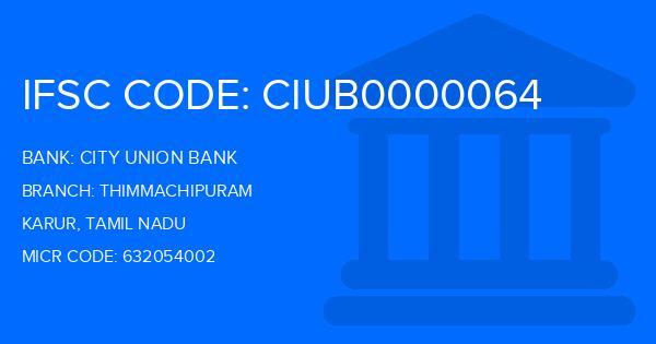 City Union Bank (CUB) Thimmachipuram Branch IFSC Code