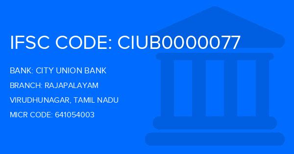 City Union Bank (CUB) Rajapalayam Branch IFSC Code