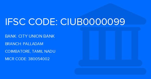 City Union Bank (CUB) Palladam Branch IFSC Code