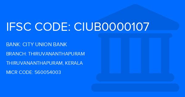 City Union Bank (CUB) Thiruvananthapuram Branch IFSC Code
