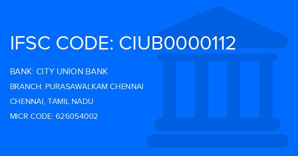 City Union Bank (CUB) Purasawalkam Chennai Branch IFSC Code