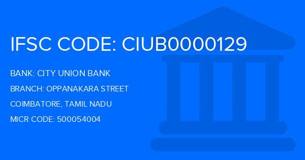 City Union Bank (CUB) Oppanakara Street Branch IFSC Code