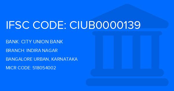 City Union Bank (CUB) Indira Nagar Branch IFSC Code