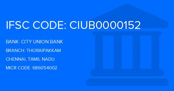 City Union Bank (CUB) Thoraipakkam Branch IFSC Code