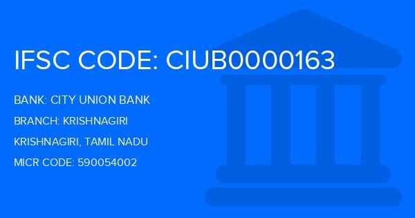 City Union Bank (CUB) Krishnagiri Branch IFSC Code