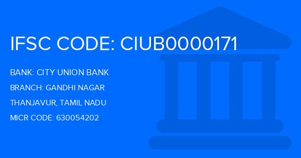 City Union Bank (CUB) Gandhi Nagar Branch IFSC Code
