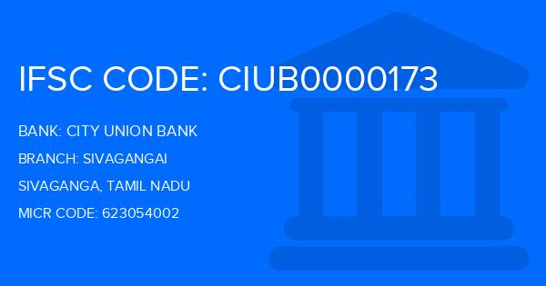 City Union Bank (CUB) Sivagangai Branch IFSC Code