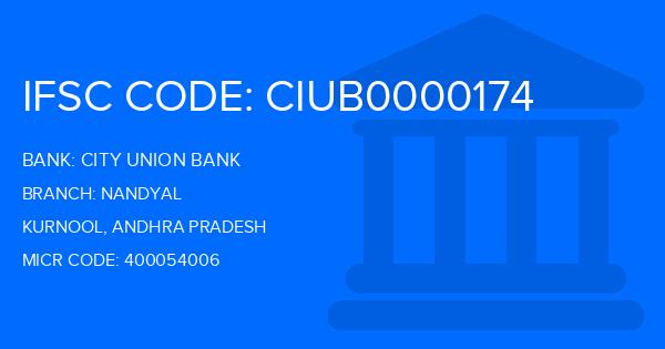 City Union Bank (CUB) Nandyal Branch IFSC Code