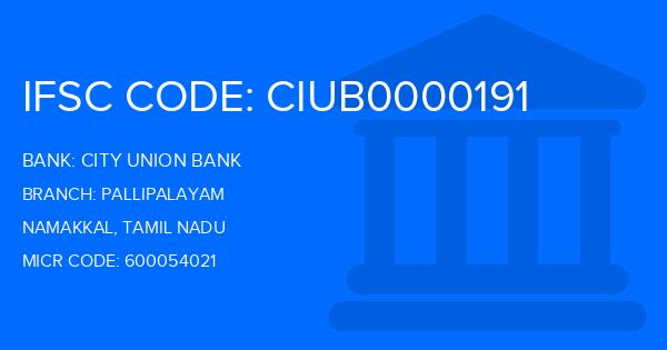 City Union Bank (CUB) Pallipalayam Branch IFSC Code