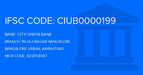 City Union Bank (CUB) Rajaji Nagar Bangalore Branch IFSC Code