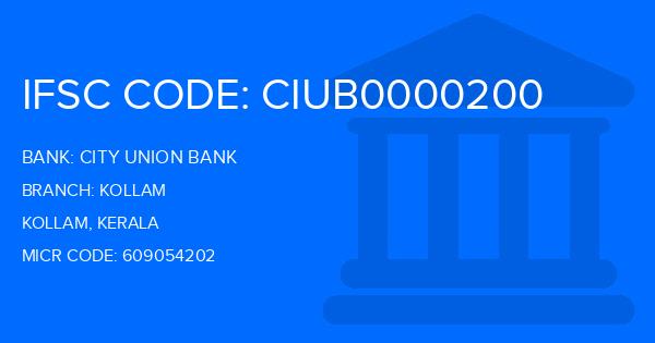 City Union Bank (CUB) Kollam Branch IFSC Code