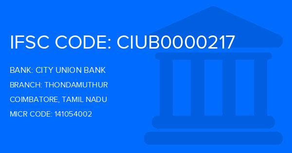 City Union Bank (CUB) Thondamuthur Branch IFSC Code