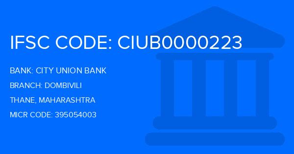 City Union Bank (CUB) Dombivili Branch IFSC Code