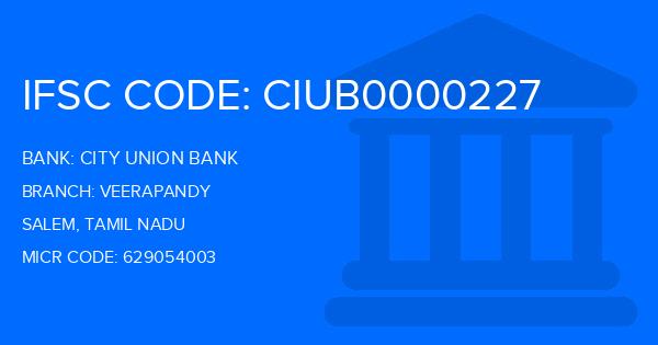 City Union Bank (CUB) Veerapandy Branch IFSC Code