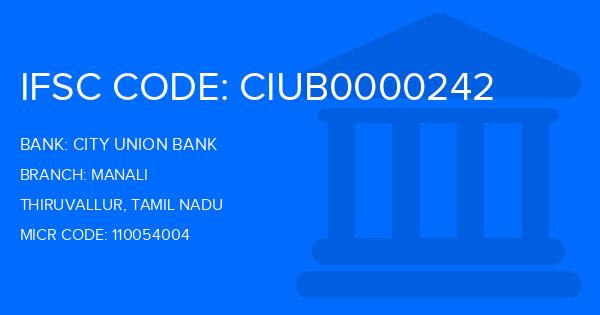 City Union Bank (CUB) Manali Branch IFSC Code