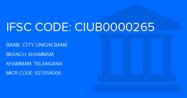 City Union Bank (CUB) Khammam Branch IFSC Code