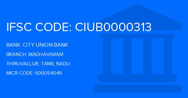 City Union Bank (CUB) Madhavaram Branch IFSC Code