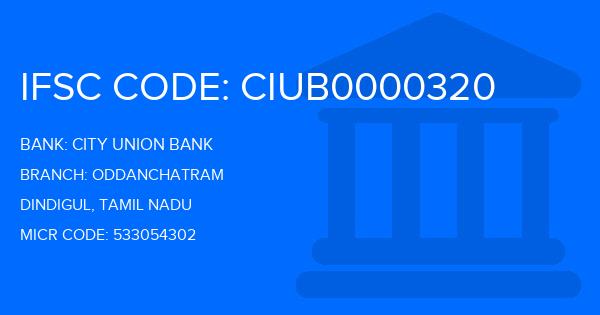 City Union Bank (CUB) Oddanchatram Branch IFSC Code