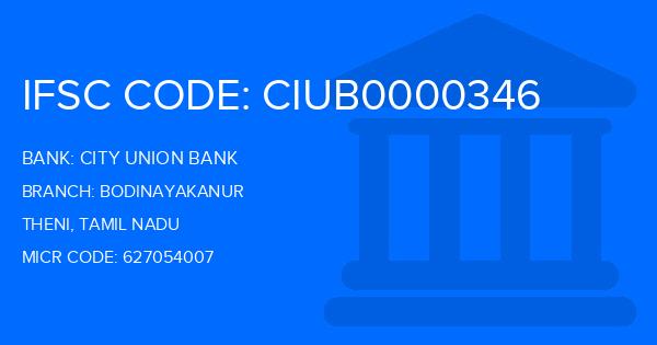 City Union Bank (CUB) Bodinayakanur Branch IFSC Code