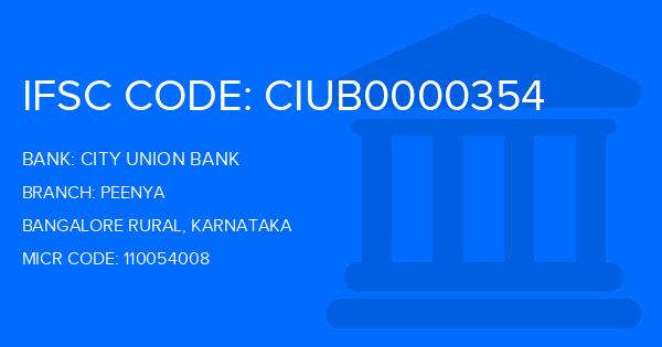 City Union Bank (CUB) Peenya Branch IFSC Code