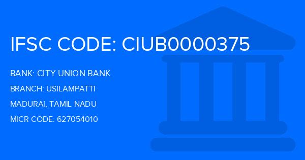 City Union Bank (CUB) Usilampatti Branch IFSC Code