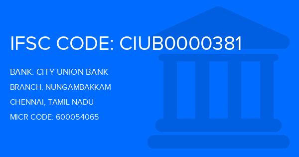City Union Bank (CUB) Nungambakkam Branch IFSC Code