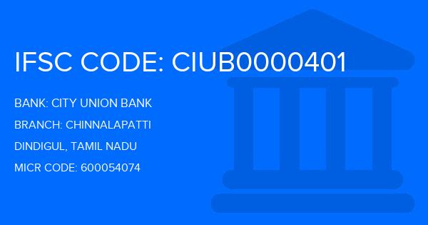 City Union Bank (CUB) Chinnalapatti Branch IFSC Code