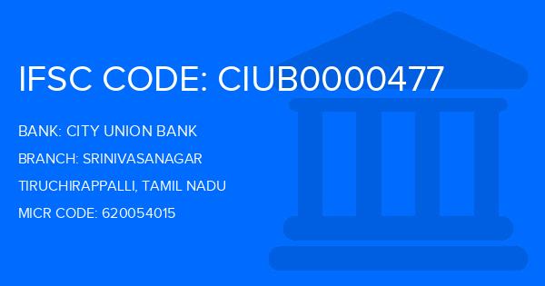 City Union Bank (CUB) Srinivasanagar Branch IFSC Code