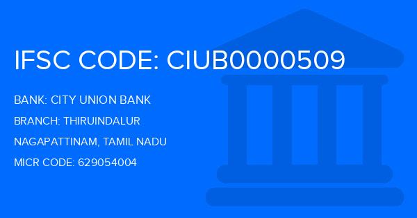 City Union Bank (CUB) Thiruindalur Branch IFSC Code