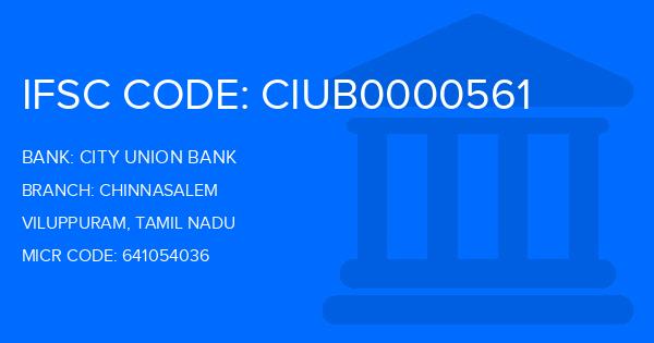 City Union Bank (CUB) Chinnasalem Branch IFSC Code