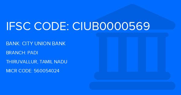 City Union Bank (CUB) Padi Branch IFSC Code