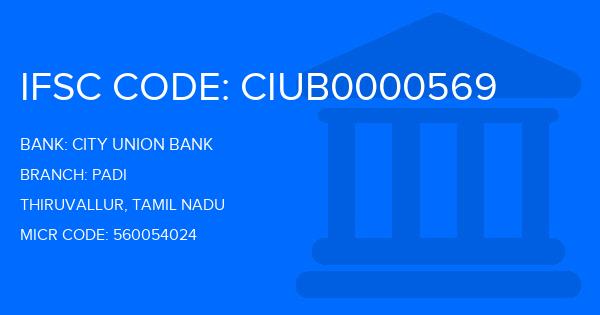 City Union Bank (CUB) Padi Branch IFSC Code