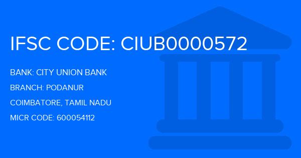City Union Bank (CUB) Podanur Branch IFSC Code