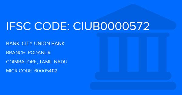 City Union Bank (CUB) Podanur Branch IFSC Code