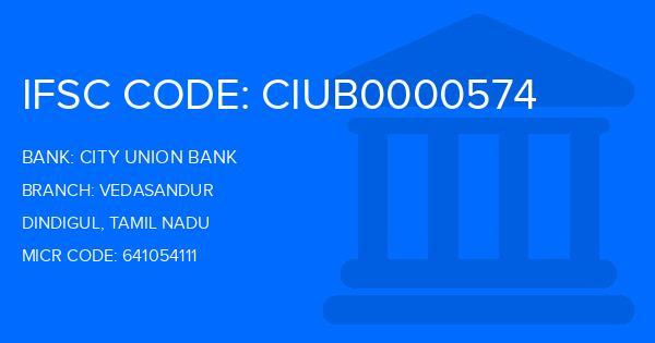 City Union Bank (CUB) Vedasandur Branch IFSC Code