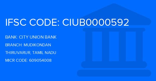 City Union Bank (CUB) Mudikondan Branch IFSC Code