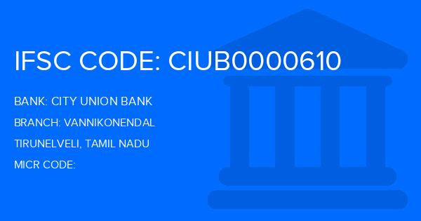 City Union Bank (CUB) Vannikonendal Branch IFSC Code