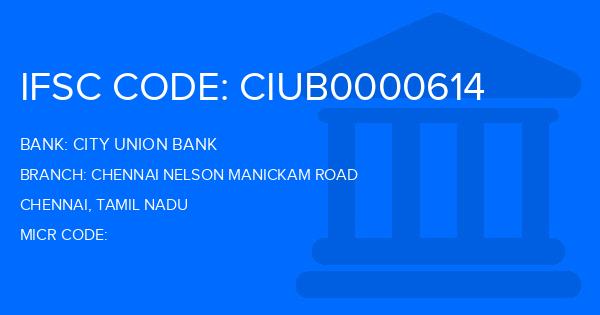 City Union Bank (CUB) Chennai Nelson Manickam Road Branch IFSC Code