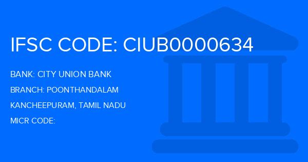 City Union Bank (CUB) Poonthandalam Branch IFSC Code