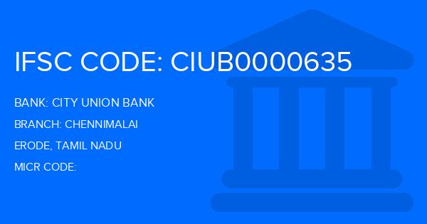 City Union Bank (CUB) Chennimalai Branch IFSC Code