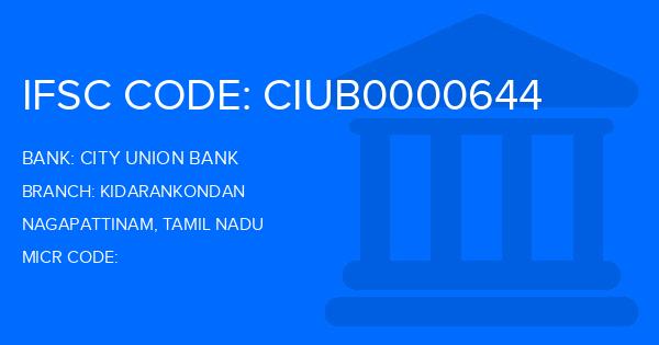 City Union Bank (CUB) Kidarankondan Branch IFSC Code