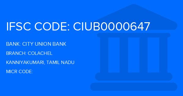 City Union Bank (CUB) Colachel Branch IFSC Code
