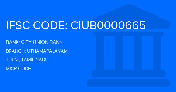 City Union Bank (CUB) Uthamapalayam Branch IFSC Code