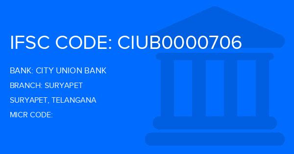 City Union Bank (CUB) Suryapet Branch IFSC Code