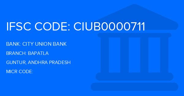 City Union Bank (CUB) Bapatla Branch IFSC Code