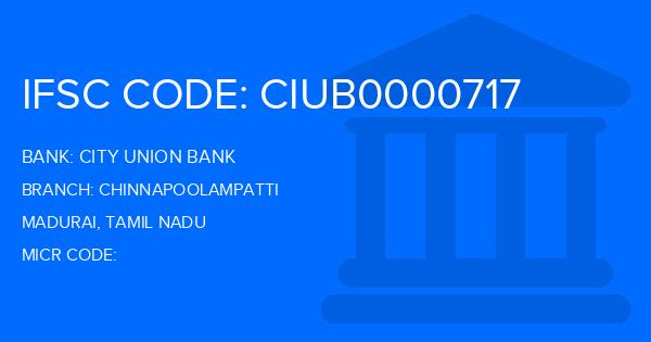 City Union Bank (CUB) Chinnapoolampatti Branch IFSC Code