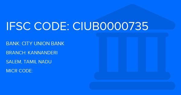 City Union Bank (CUB) Kannanderi Branch IFSC Code