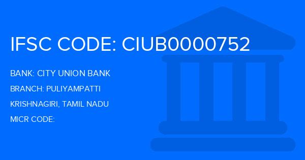 City Union Bank (CUB) Puliyampatti Branch IFSC Code